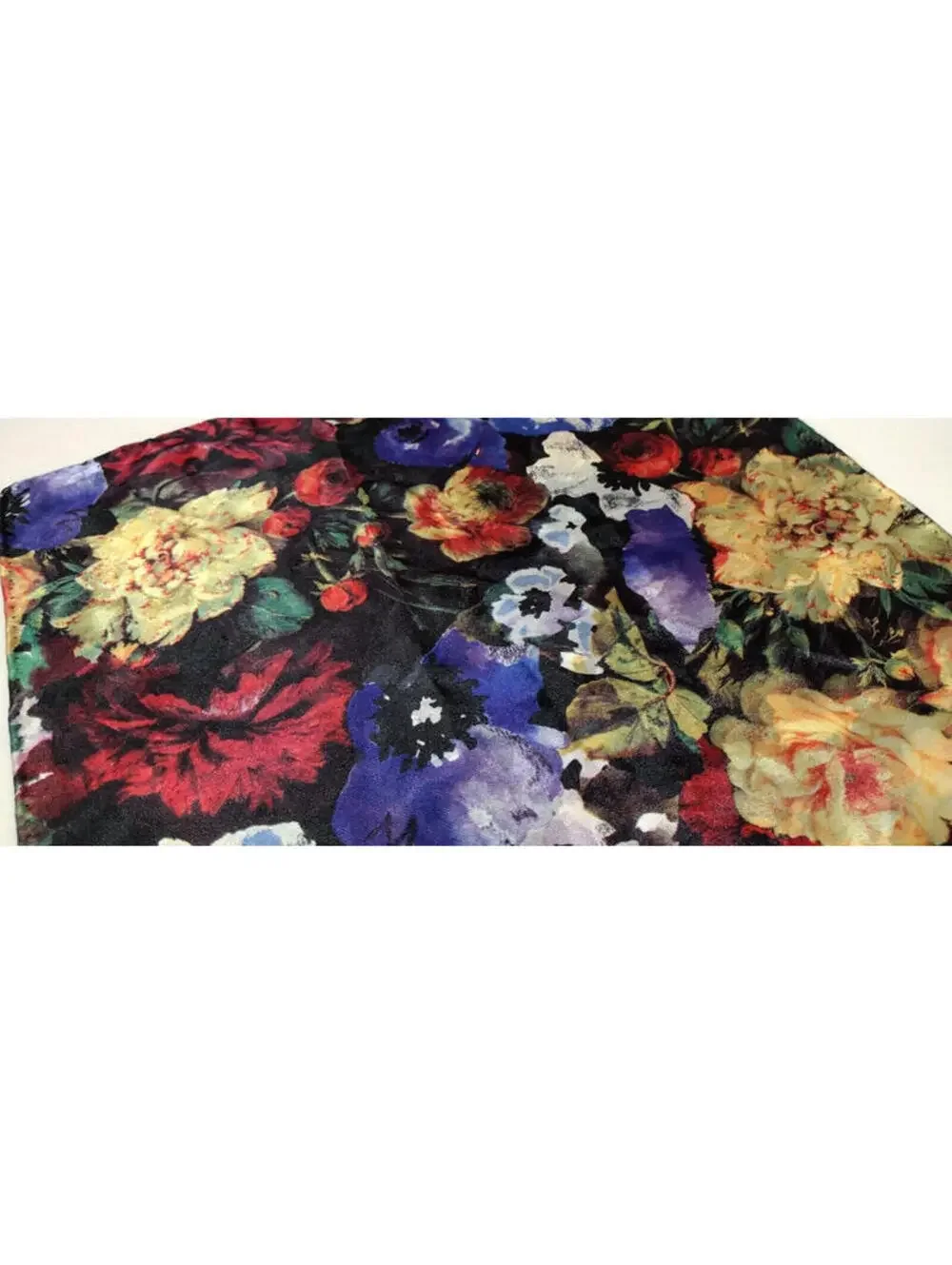 Vintage Floral Black Satin Hankie Men's Handkerchief Roses Print 13 x 13 inches